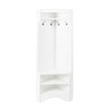 Minimalist Corner Hall Tree With Shoe Bench, Versatile Entryway Coat Rack With 4 Hooks, Corner Cabinet With Adjustable Shelf For Hallway, Living Room, White, 29.5''W*71.6''H White Particle Board