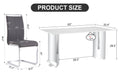 Modern Minimalist Dining Table. Imitation Marble Glass Sticker Desktop, Stainless Steel Legs, Stable And Beautiful. 6 Premium Pu Seats. 63 Inches * 35.4 Inches * 29.5 Inches Dt 69 C 1162 Silver Glass