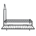 Twin Size Metal Platform Bed With Twin Size Trundle,House Shaped Headboard Design, Black Twin Black Metal