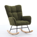 Modern Nursery Rocking Chair Upholstered Glider Chair With High Backrest Rocker Accent Armchair With Solid Wood Legs For Nursery Bedroom Living Room Teddy Dark Green Dark Green Teddy