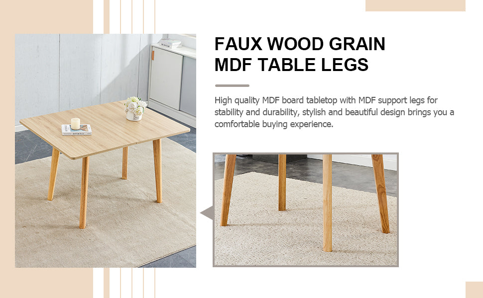 Wood Colored Mfc Desktop With Rubber Wooden Legs, Foldable Computer Desk, Foldable Office Desk, 4 Modern Chairs Can Rotate 360 Degrees,The Seat Cushion Is Made Of Pu Material. Zd 1545 C 1162 Wood Wood