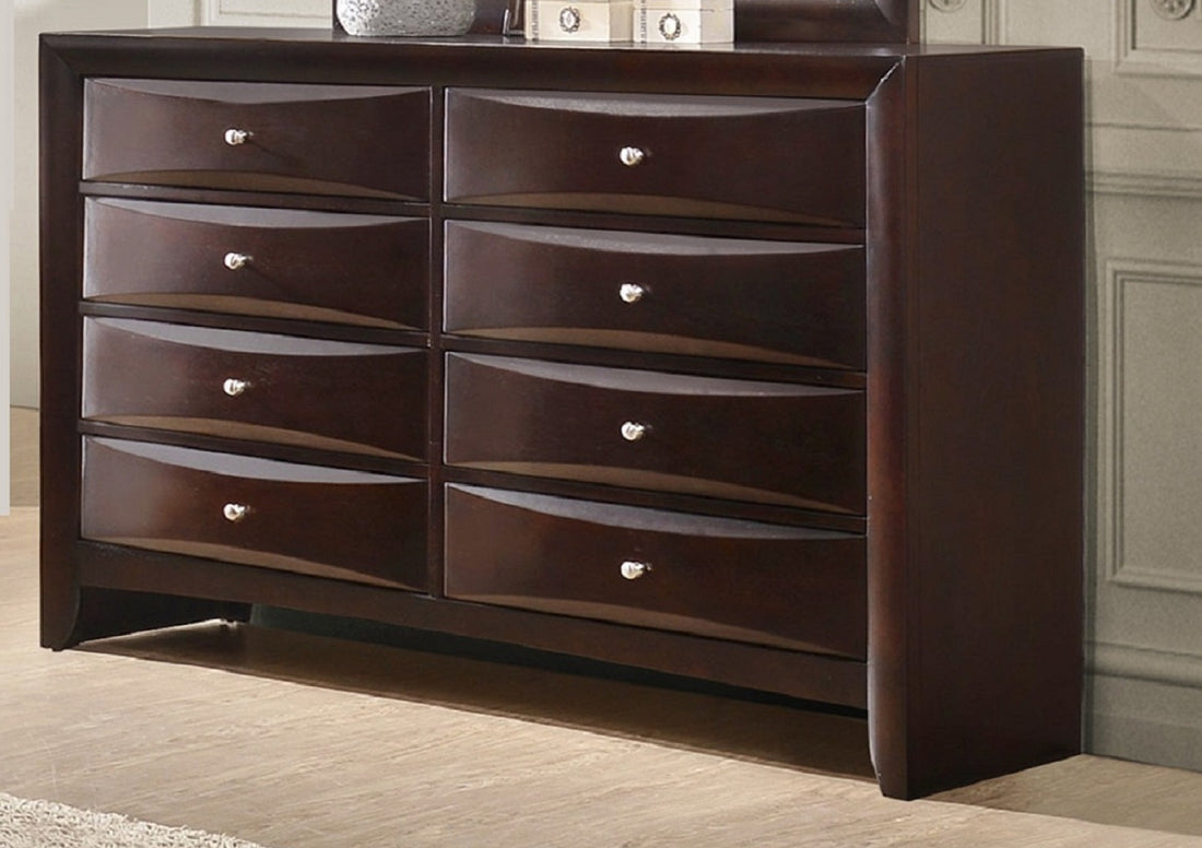 1Pc Contemporary 8 Drawer Dresser Brown Cherry Finish Solid Wood Wooden Bedroom Furniture Brown Bedroom Contemporary Wood