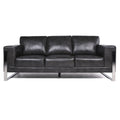 Modern Leather Metal Leg Sofa Charcoal Grey Leather 3 Seat