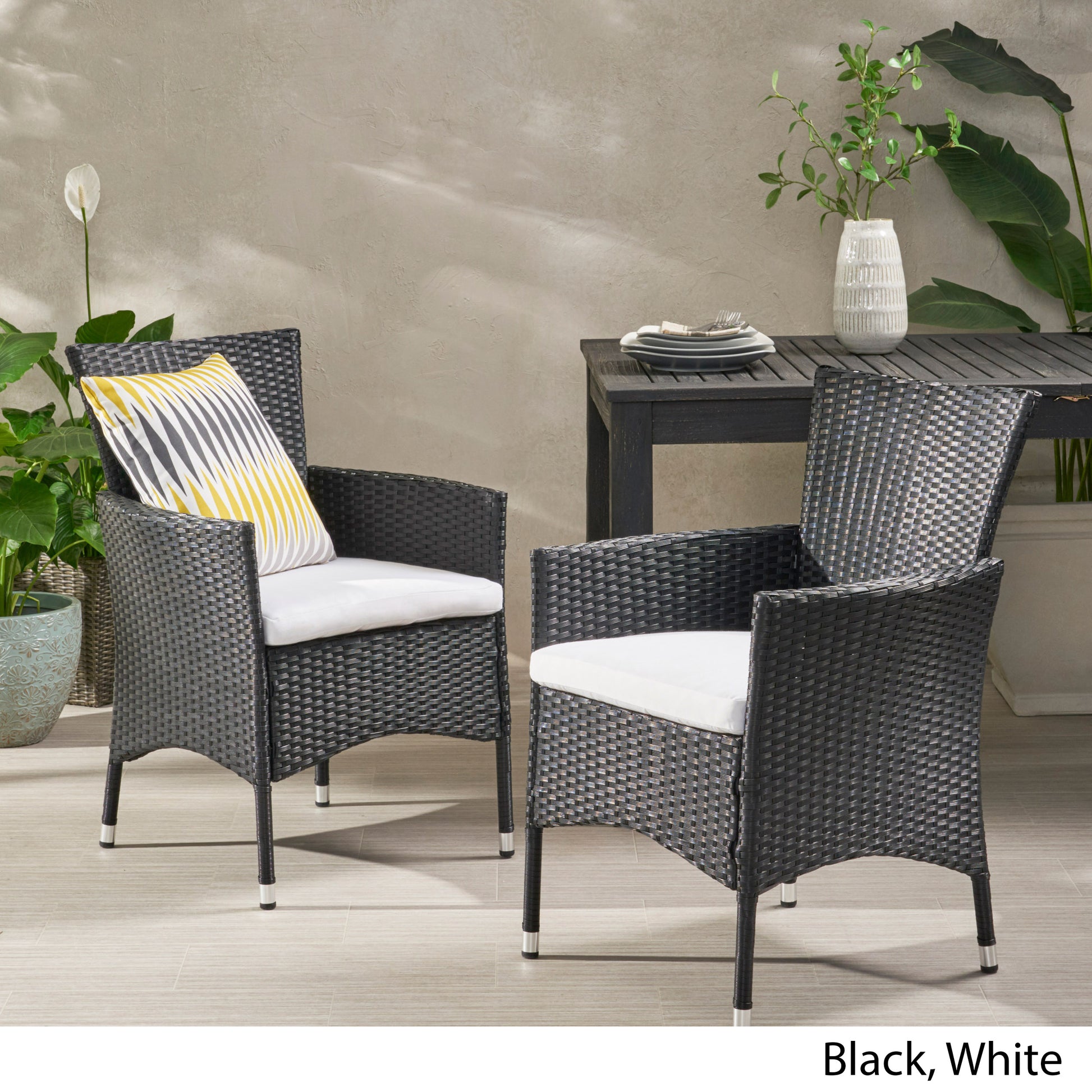 Malta Dining Chair Set Of 2 Black Wicker