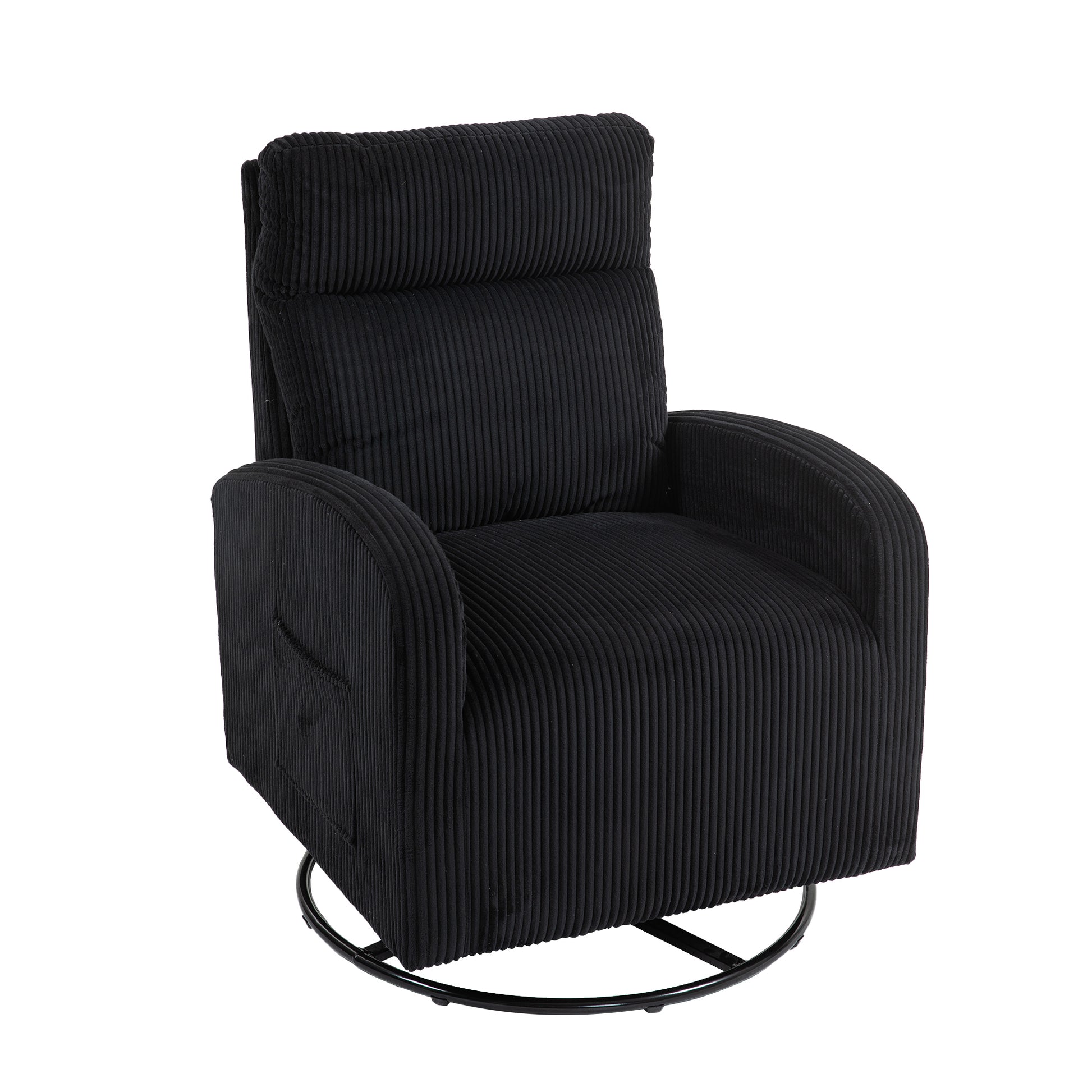 Jiada Upholstered Swivel Glider.Flannel Fabric.Rocking Chair For Nursery In Black.Modern Style One Left Bag Black Foam Corduroy