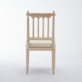 Antique Dining Chairs Linen Fabric Upholstered Wooden Chairs Set Of 2 Cream Fabric
