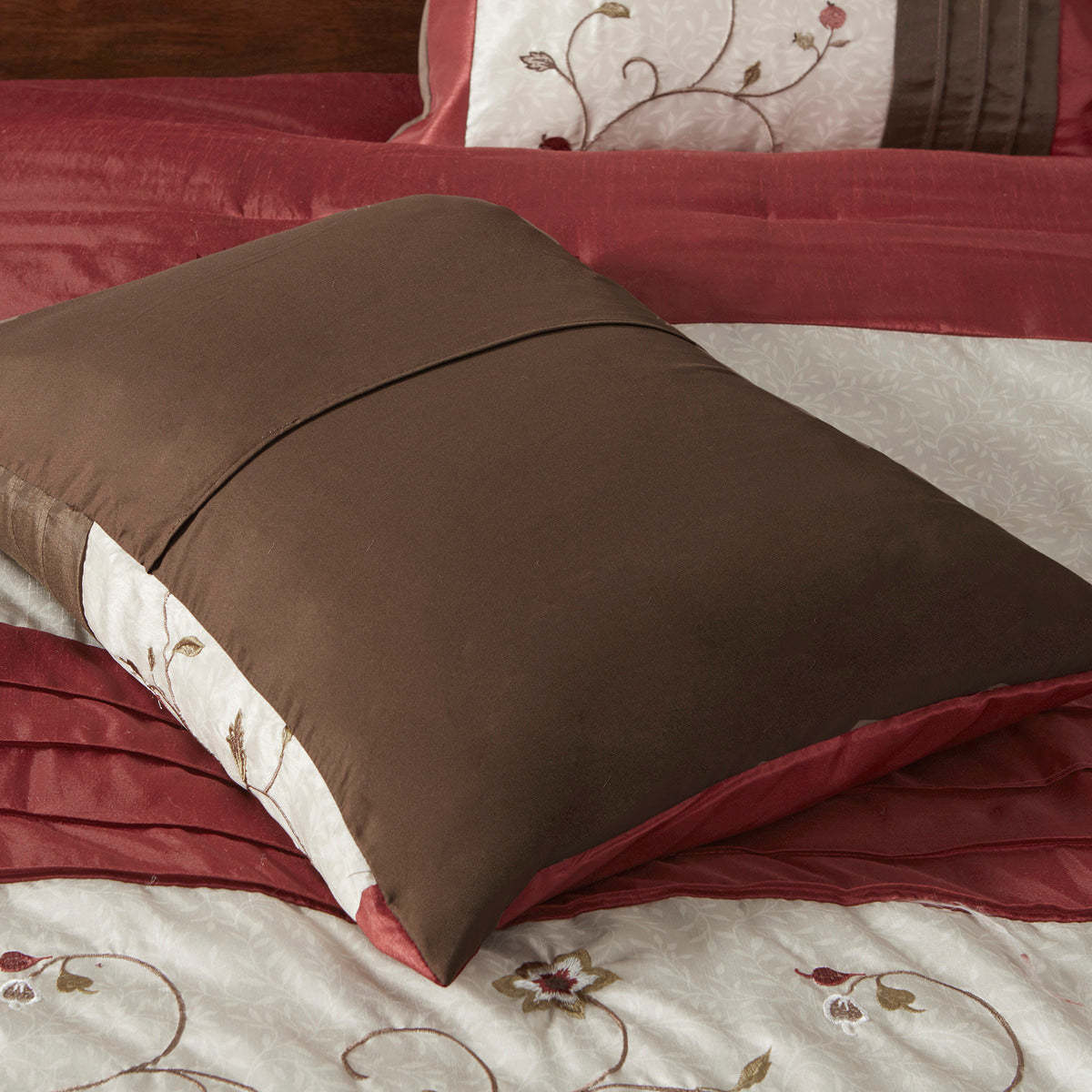 Embroidered 7 Piece Comforter Set Red Cal King California King Red Polyester
