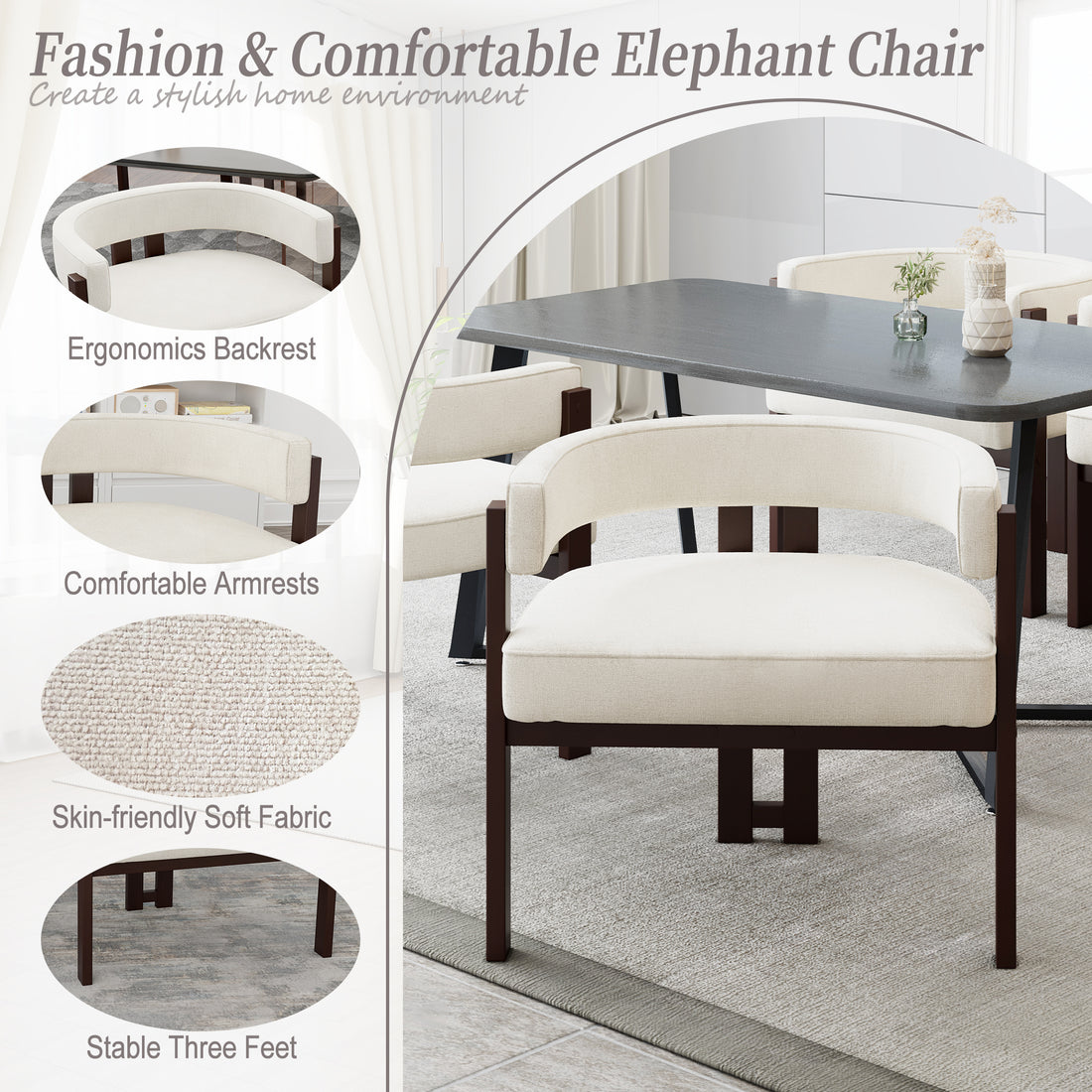 Coolmore Modern Accent Chair Teddy Upholstered Armchair With Open Back 3 Legs Barrel Dining Chair Comfy Side Chair For Living Room Bedroom Dining Room Set Of 2 Beige Beige Primary Living Space Foam