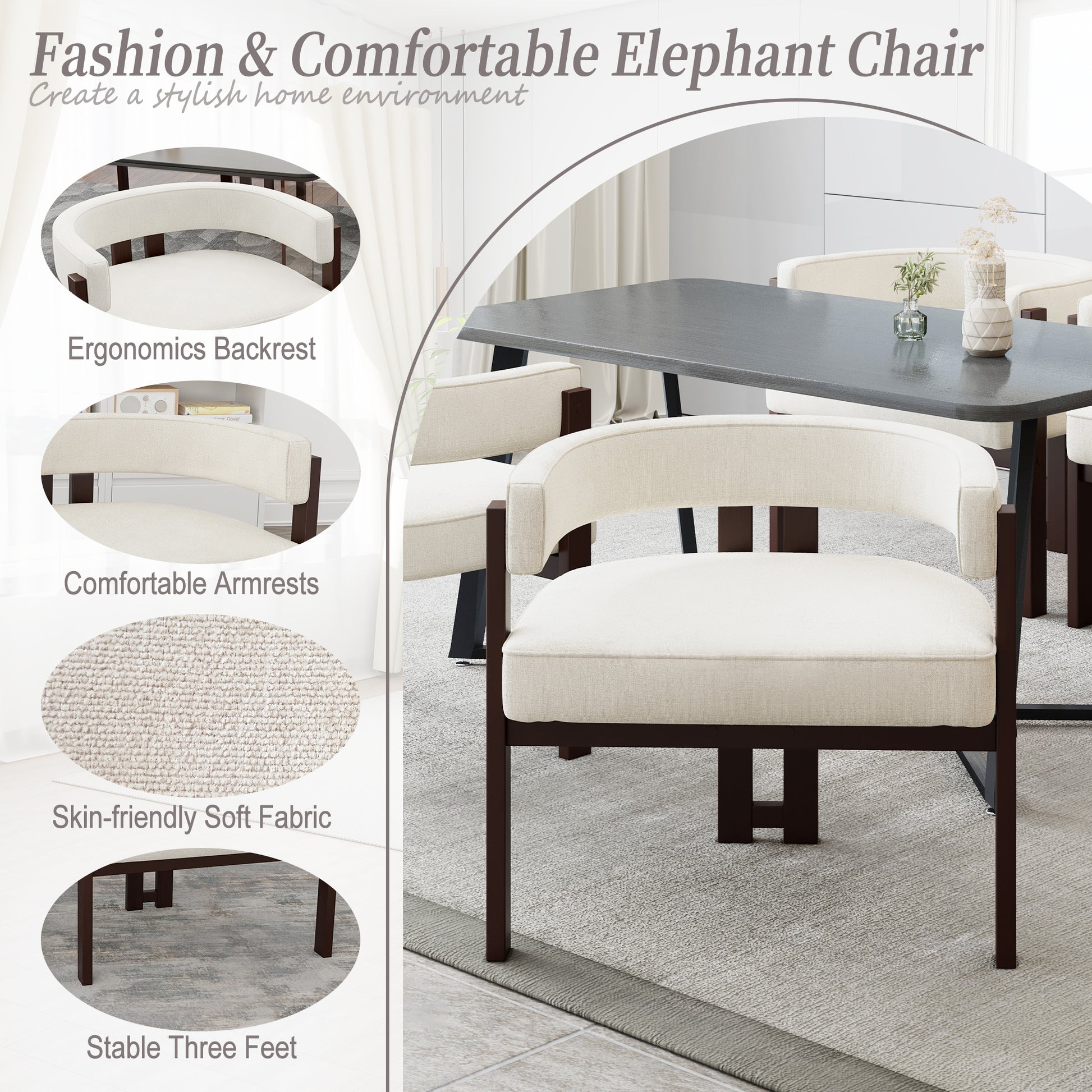 Coolmore Modern Accent Chair Teddy Upholstered Armchair With Open Back 3 Legs Barrel Dining Chair Comfy Side Chair For Living Room Bedroom Dining Room Set Of 2 Beige Beige Primary Living Space Foam