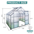 8X6Ft Black Double Door Polycarbonate Greenhouse Raised Base And Anchor Aluminum Heavy Duty Walk In Greenhouses For Outdoor Backyard In All Season Black Aluminium