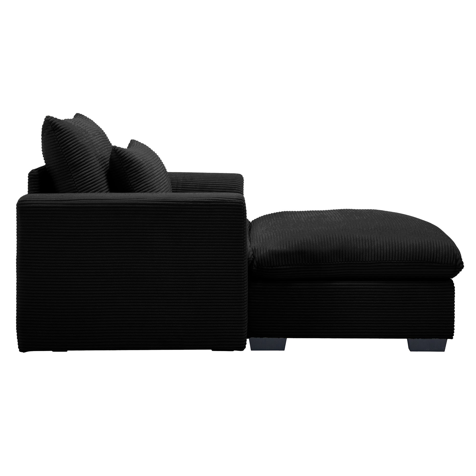 Black Corduroy Sofa Couch, Modular Couch With Storage Ottoman, Couch Deep Seat Couches For Modern Living Room Apartment Office Black Corduroy 1 Seat