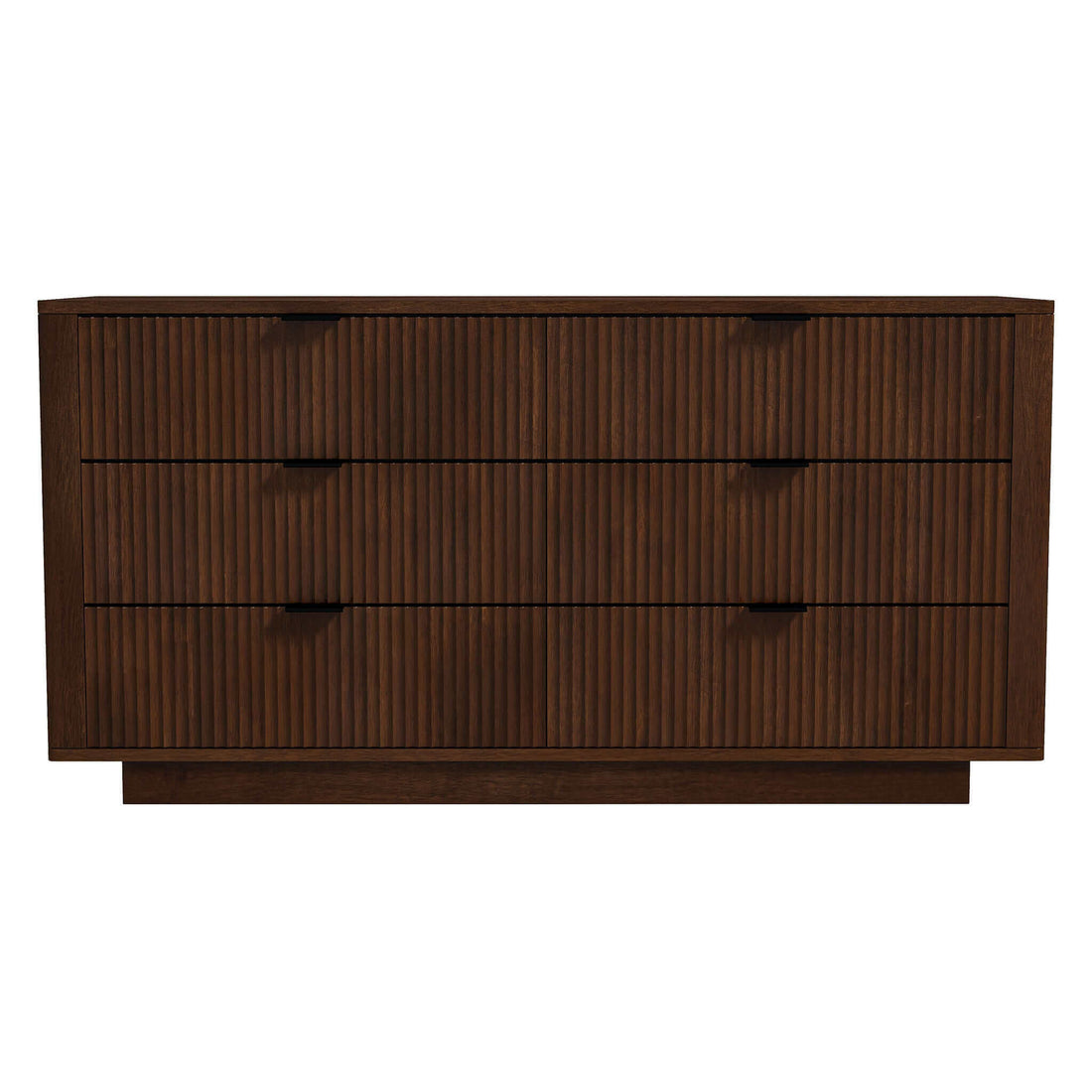 Lola Mid Century Modern Walnut Dresser With 6 Drawers Dark Brown,Wood Brown Bedroom Mid Century Modern Solid Wood