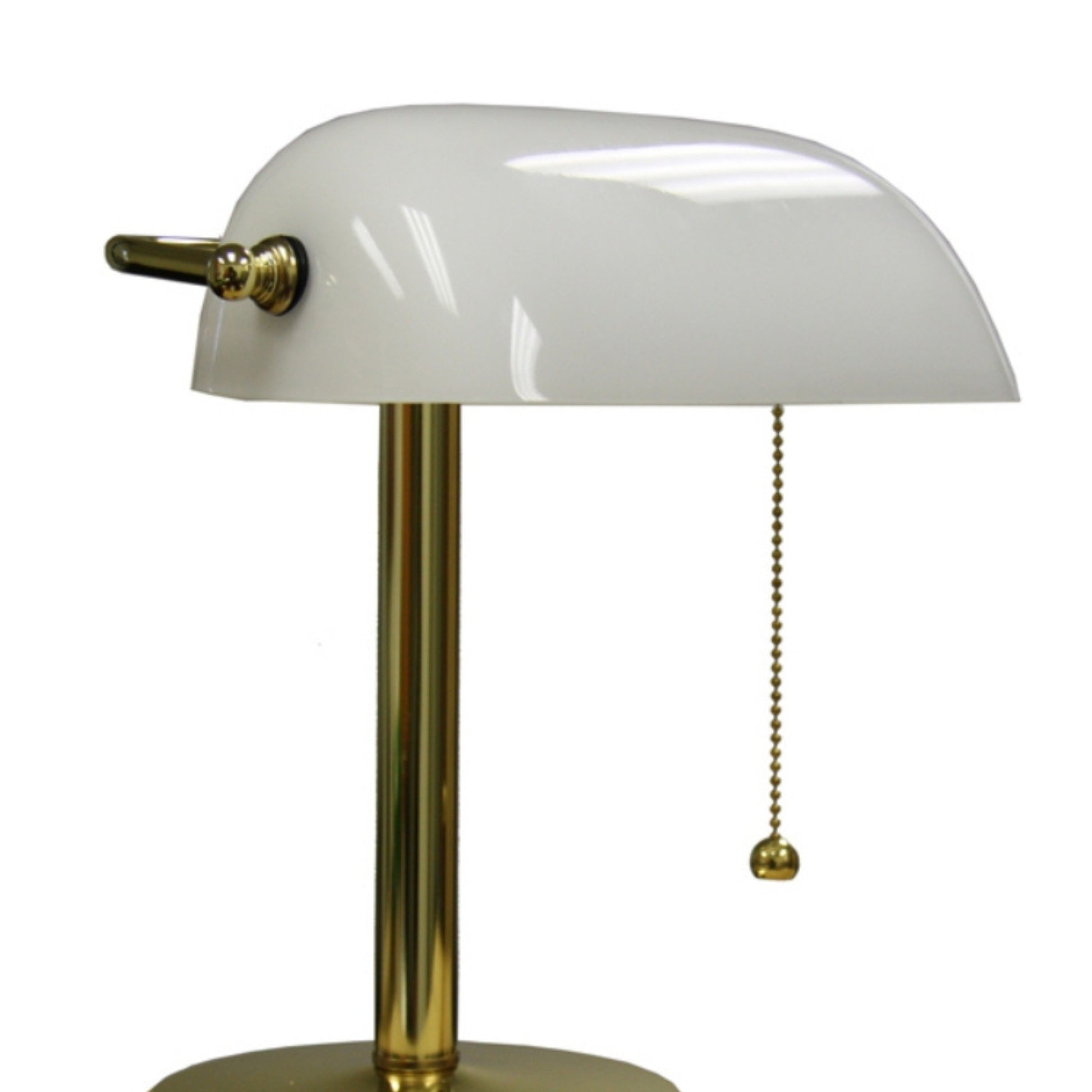 12.5" Tall Metal Table Lamp, Bankers Lamp Design, White White Metal