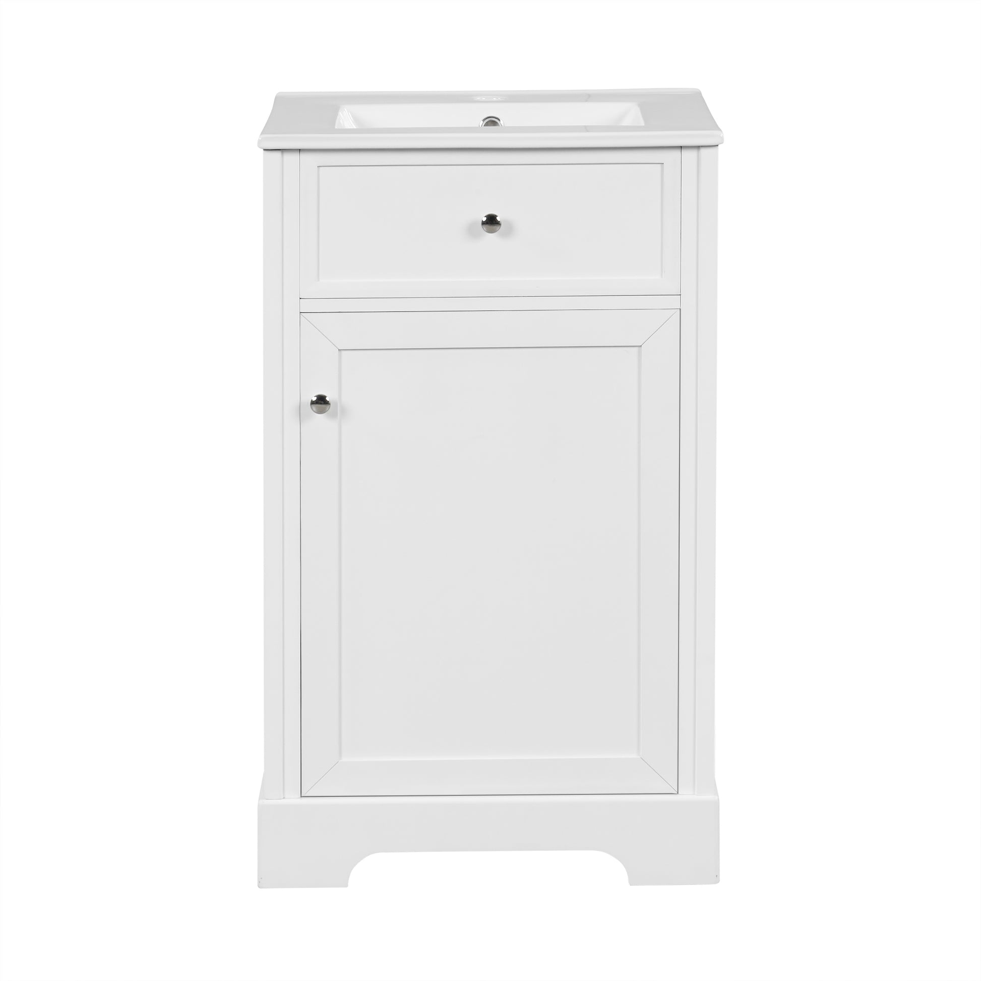 20" Bathroom Vanity With Sink, Bathroom Cabinet With Soft Closing Door, Storage Rack And Adjustable Shelve, White White Mdf