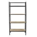 47 Inch Standing Bookshelf, Modern, 4 Tier, Fir Wood, Iron, Black, Brown Black Brown Wood