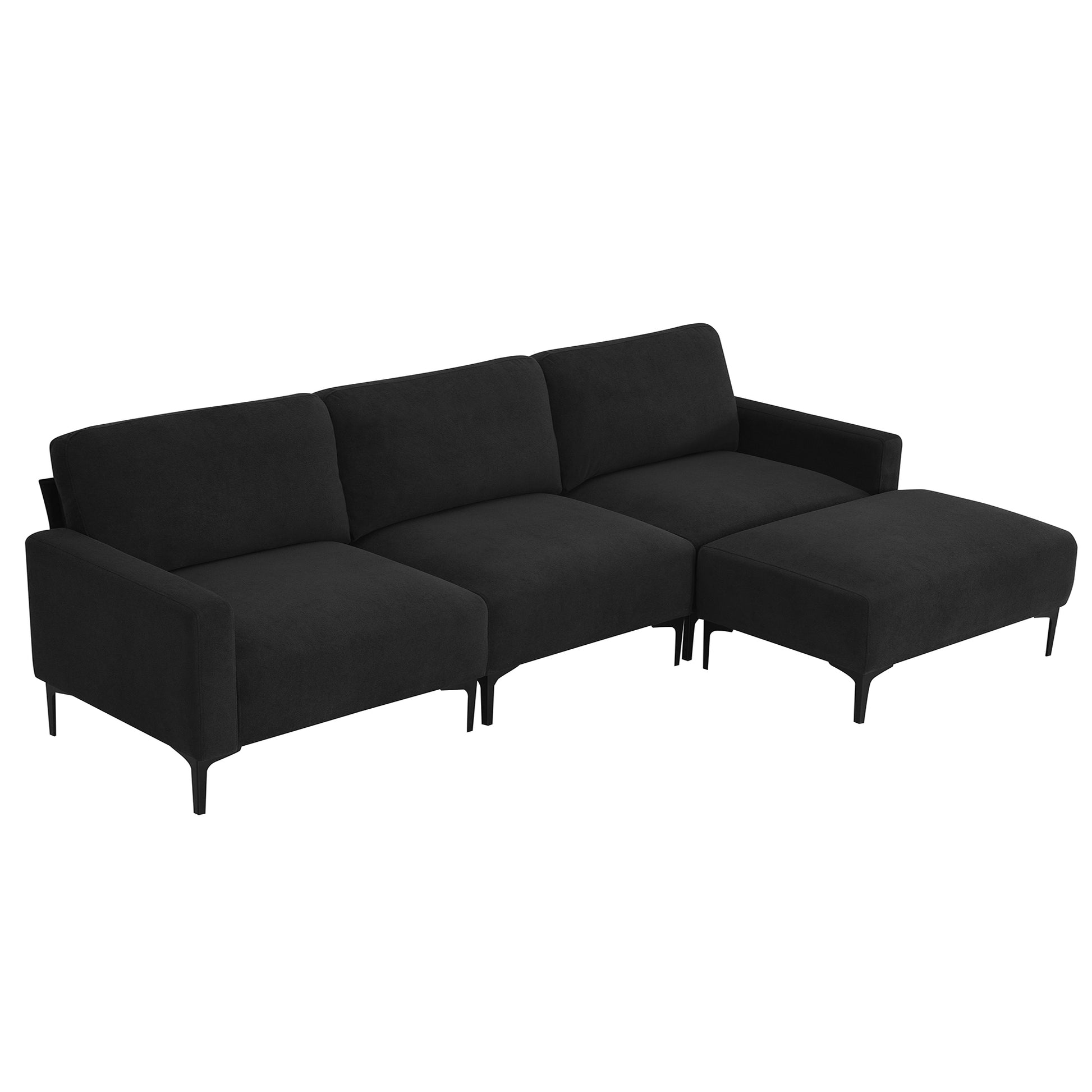 103.5*59" Modern L Shaped Sectional Sofa, 4 Seat Velvet Fabric Couch Set With Convertible Ottoman,Freely Combinable Sofa For Living Room, Apartment, Office,Apartment,2 Colors Black Velvet 4 Seat