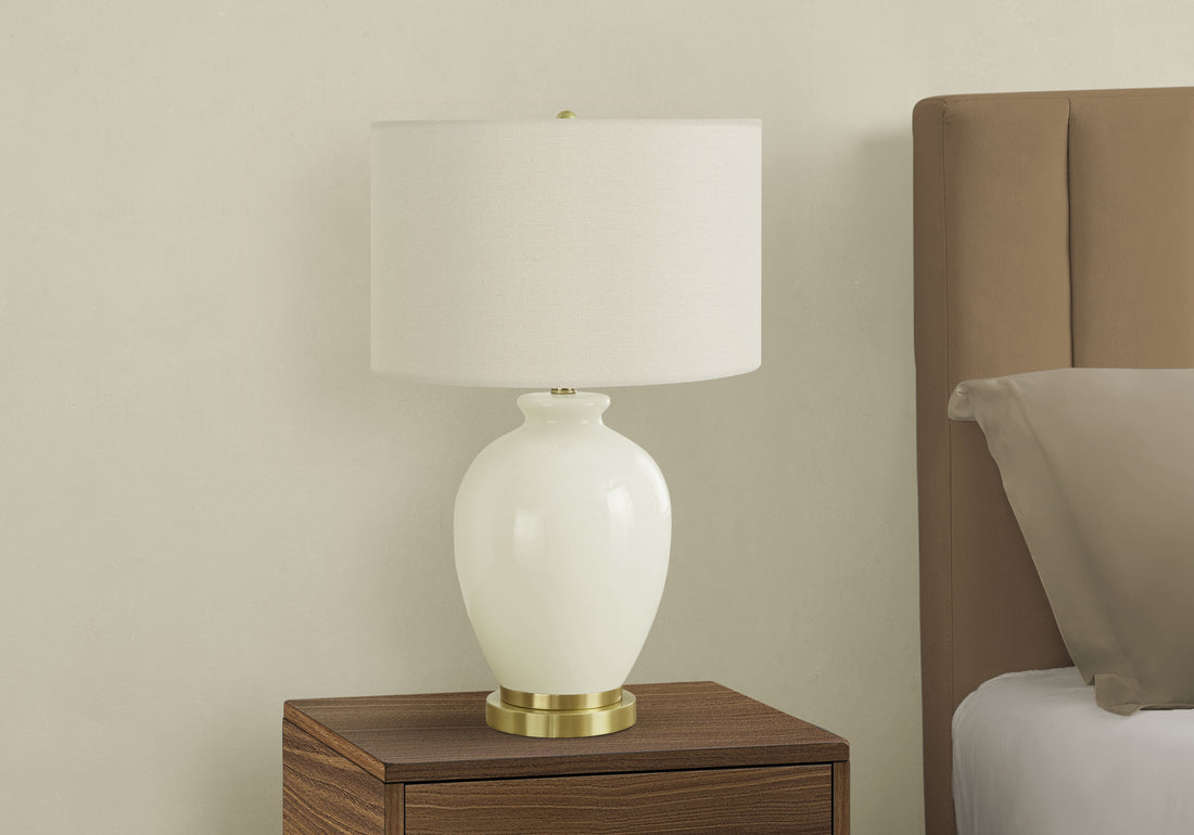 Lighting, 26"H, Table Lamp, Ivory Cream Shade, Cream Ceramic, Transitional Cream Ceramic