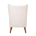 Mid Century Accent Chair, Ivory White, Modern Retro Club Chair, Birch Frame, Upholstered Teddy Wool Fabric, Single Sofa Armchair For Small Spaces, Living Room, Bedroom, Reading Corner, Balcony,Office Ivory White Espresso Primary Living Space