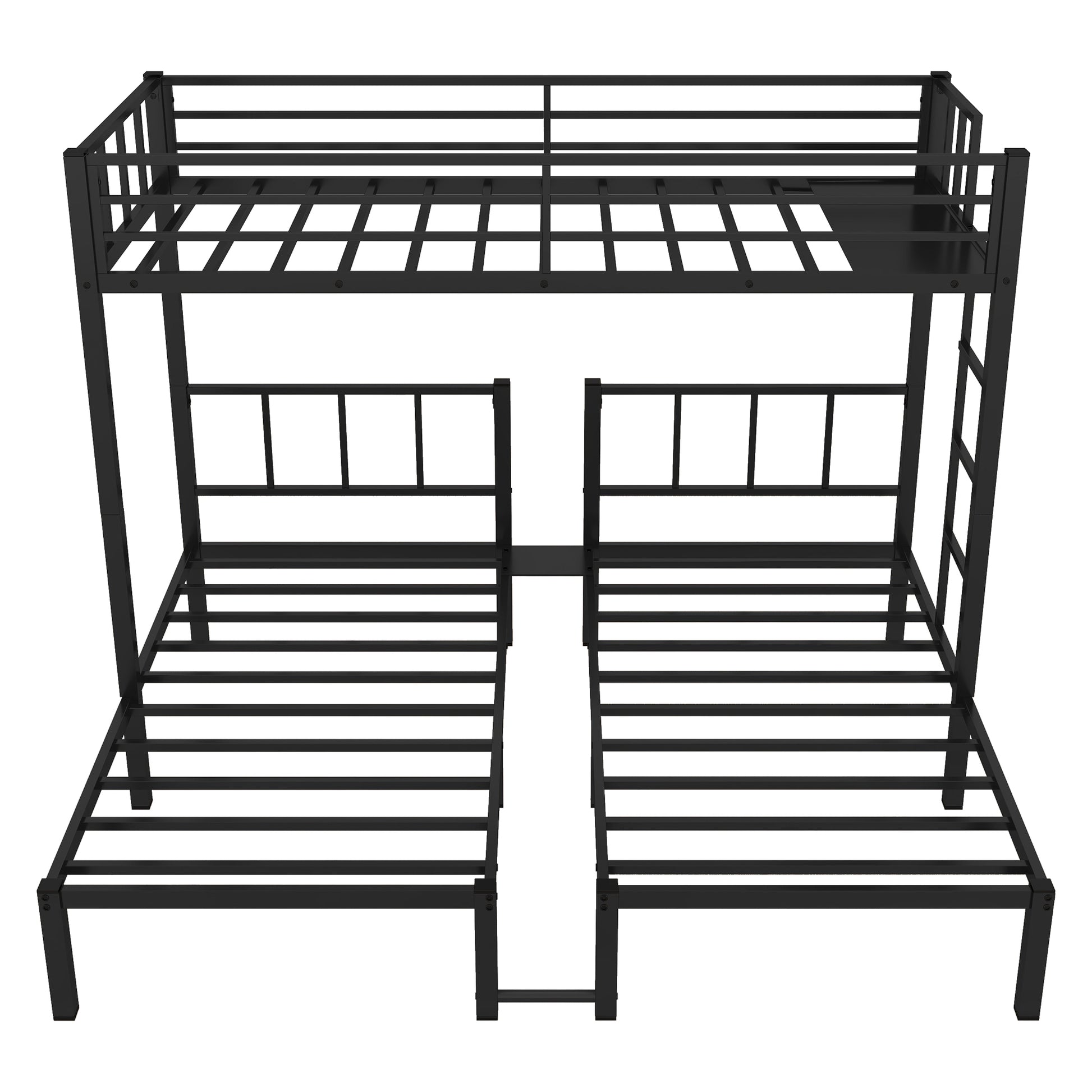 Twin Over Twin & Twin Bunk Beds For 3, Twin Xl Over Twin & Twin Bunk Bed Metal Triple Bunk Bed, Black Black Metal