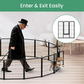 Dog Playpen 24 Inch 8 Panels, Heavy Duty Metal Pet Playpen Indoor Outdoor For Camping, Yard, Rv, Garden Fence, Privacy Patio, Black Black Metal