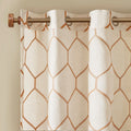 Metallic Geo Embroidered Curtain Panel Only 1 Pc Panel Cream Brown Polyester