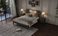 Farmhouse Wooden Platform Full Size Bed, Modern Platform Bed With Two Bedside Lights, Antique Gray Full Antique Gray Wood