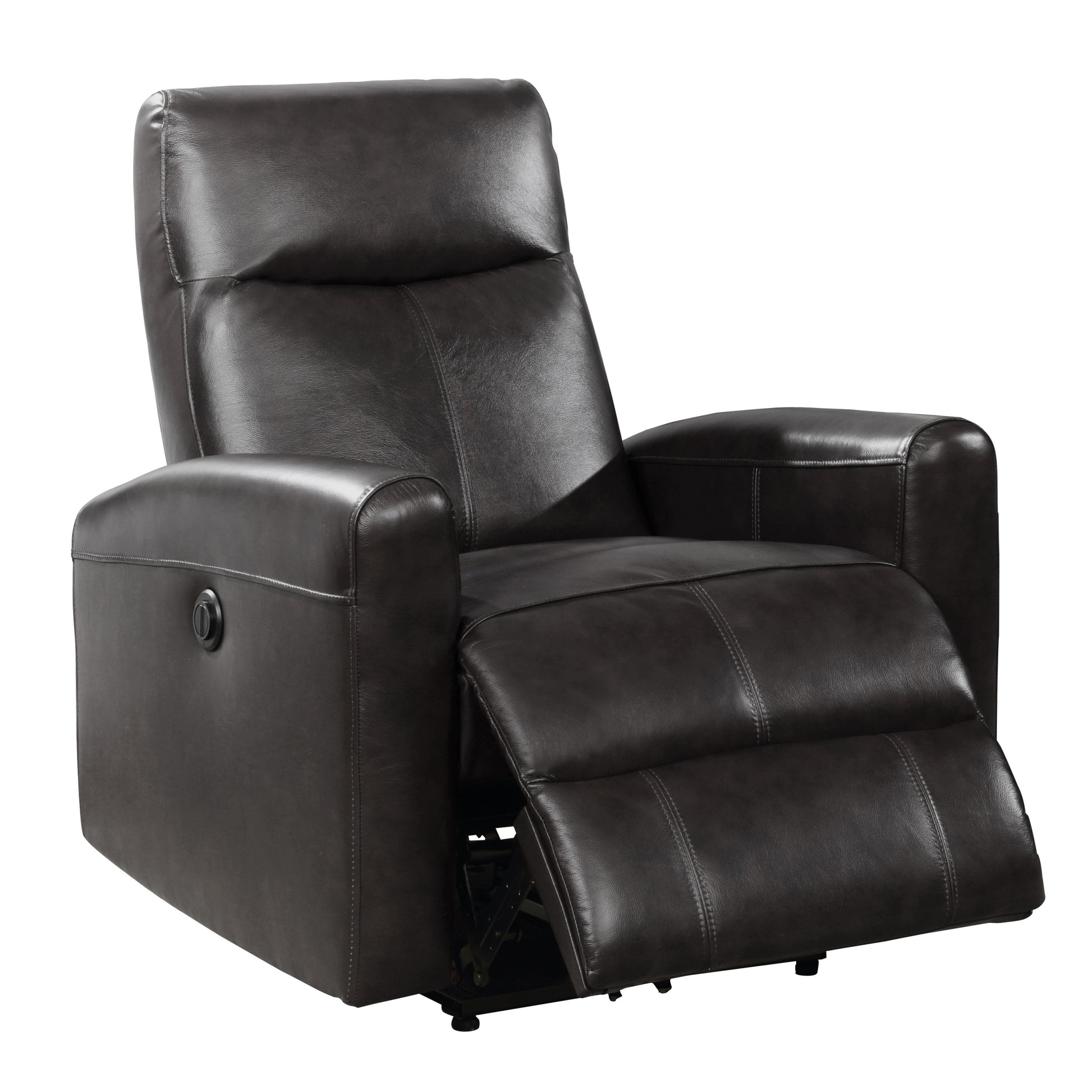 Modern Electric Leather Recliner Chair With Gentle Lower Lumbar Massager For Living Room Home Theater Bedroom Black 1Pc Black Wood Primary Living Space Contemporary,Modern Leather