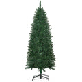 Homcom 6' Tall Unlit Slim Fir Artificial Christmas Tree With Realistic Branches, And 583 Tips, Green Green Plastic