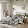 4 Piece Plaid Comforter Set Twin Multicolor Polyester