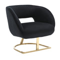 Coolmore Upholstered Tufted Living Room Chair Textured Linen Fabric Accent Chair With Metal Stand Black Velvet