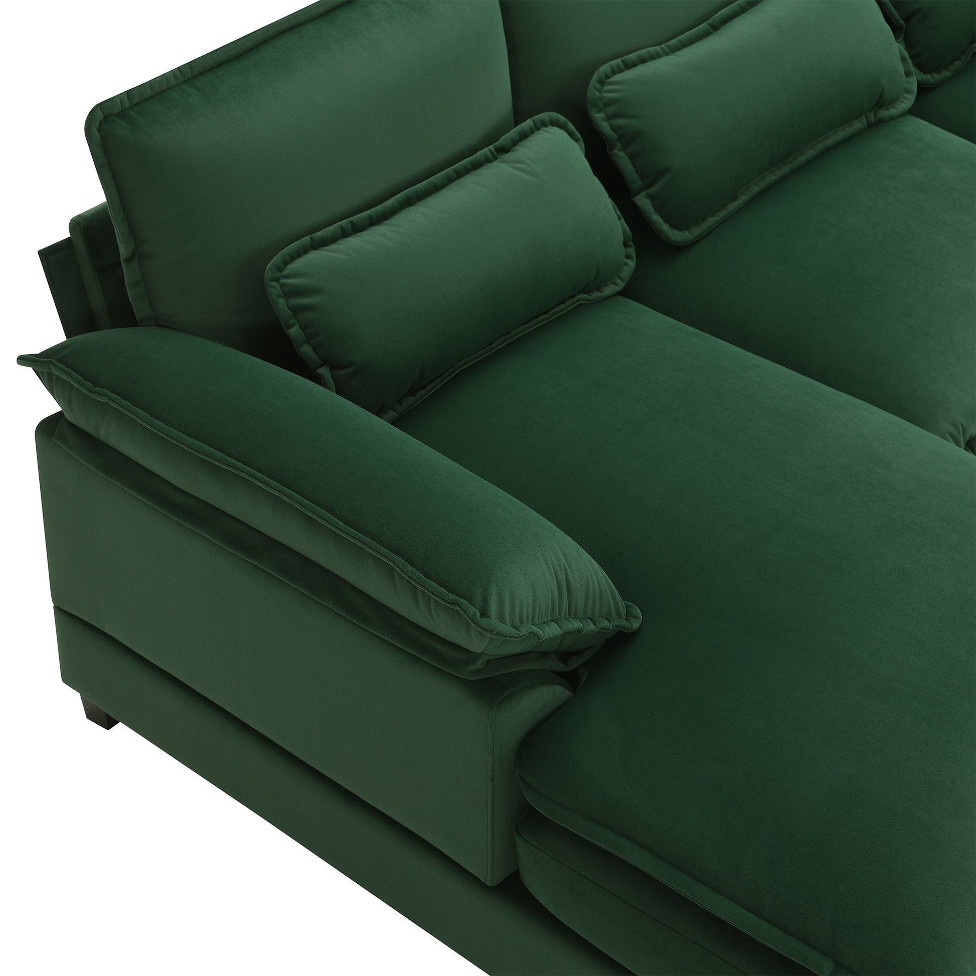 110*55" Modern U Shaped Sectional Sofa With Waist Pillows,6 Seat Upholstered Symmetrical Sofa Furniture,Sleeper Sofa Couch With Chaise Lounge For Living Room,Apartment,5 Color Green Velvet 6 Seat