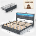 Bed 778King Lg Clb King Light Gray Wood Fabric