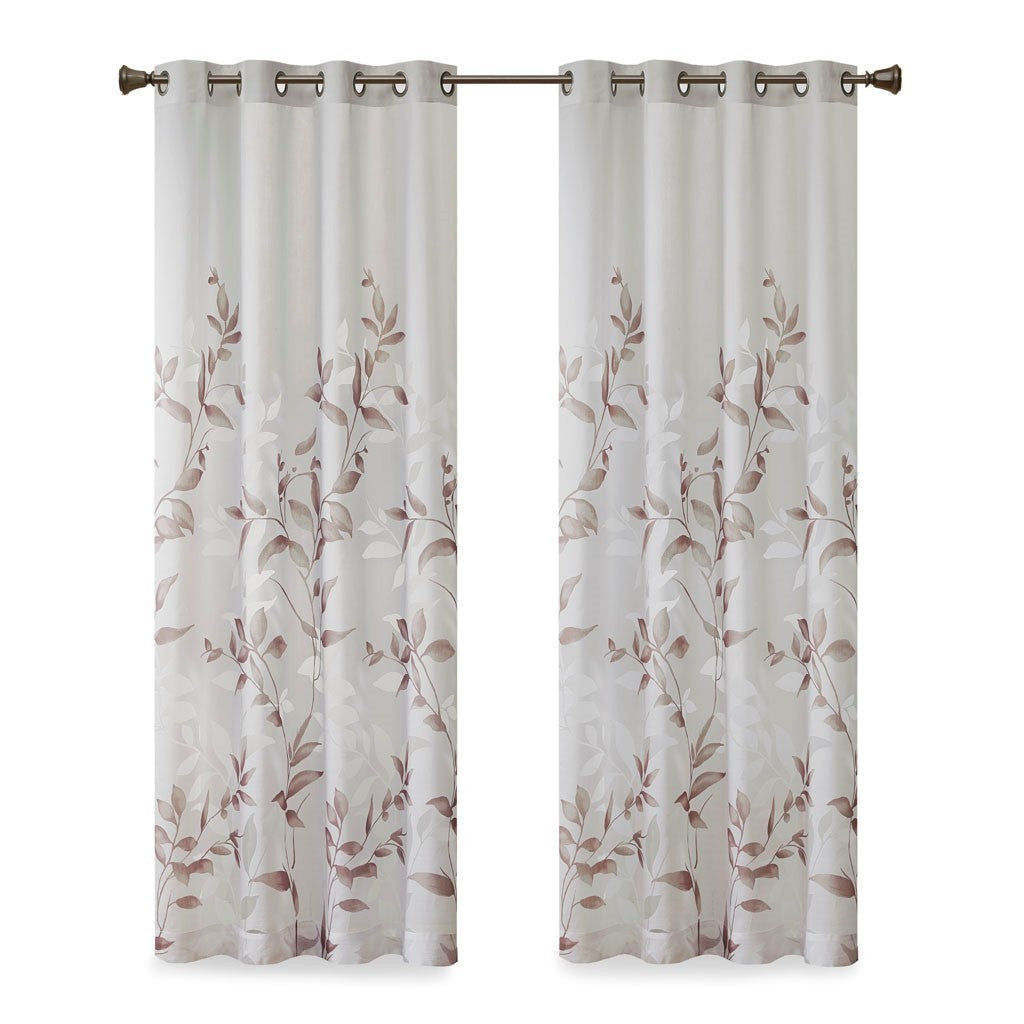 Burnout Printed Curtain Panel White Multi Polyester