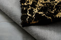 Luxury Machine Washable Black Abstract Gold Gilded Chinchilla Faux Fur Area Rug Black Gold Polyester