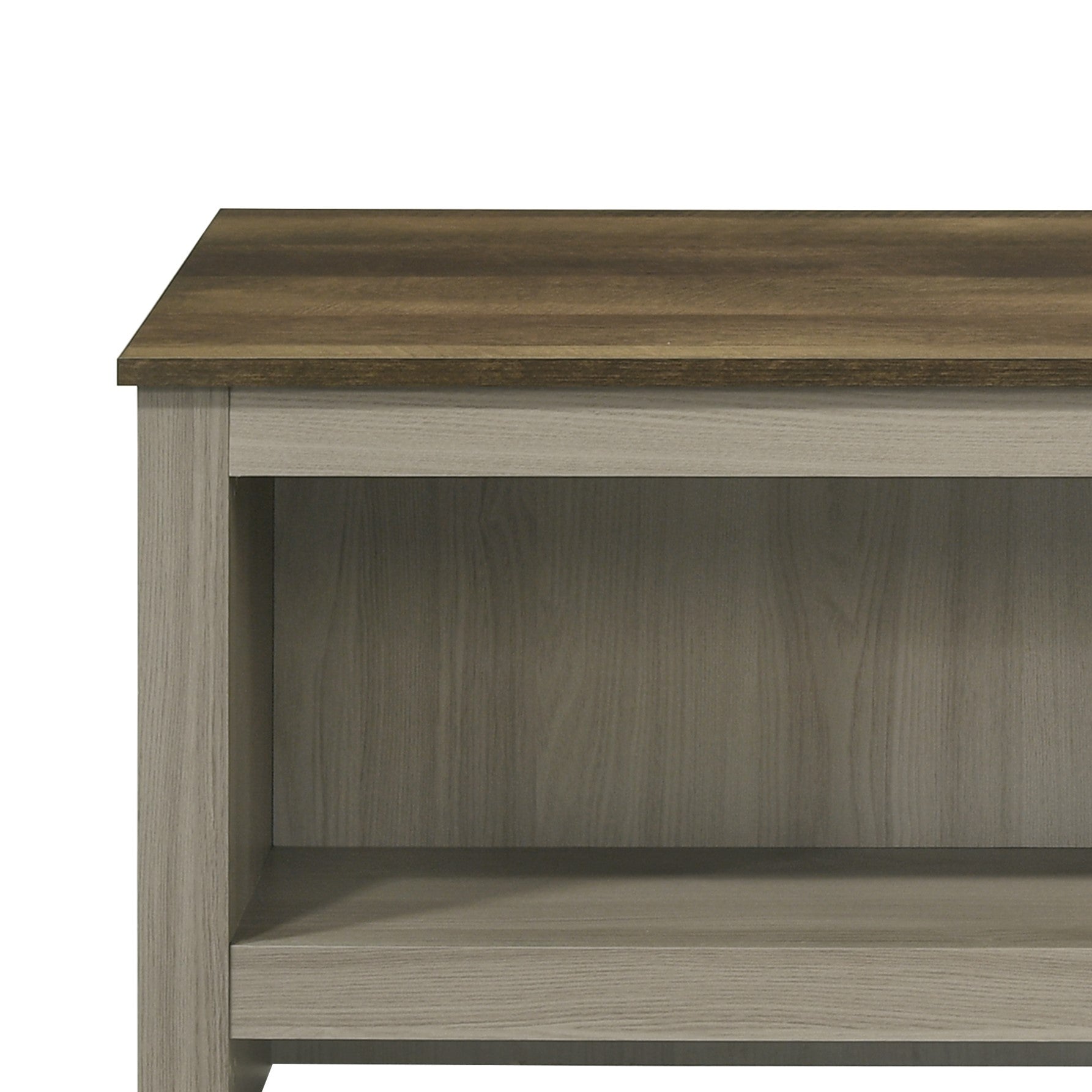 Nyla 43"W Gray Oak Coffee Table With Open Shelves Front And Back Gray Wood