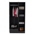 Memphis Wardrobe Armoire With 4 Tier Storage Shelves And 1 Drawer Black Black Particle Board