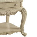 Antique White End Table With Bottom Shelf White Primary Living Space Drawers Rectangular Mdf