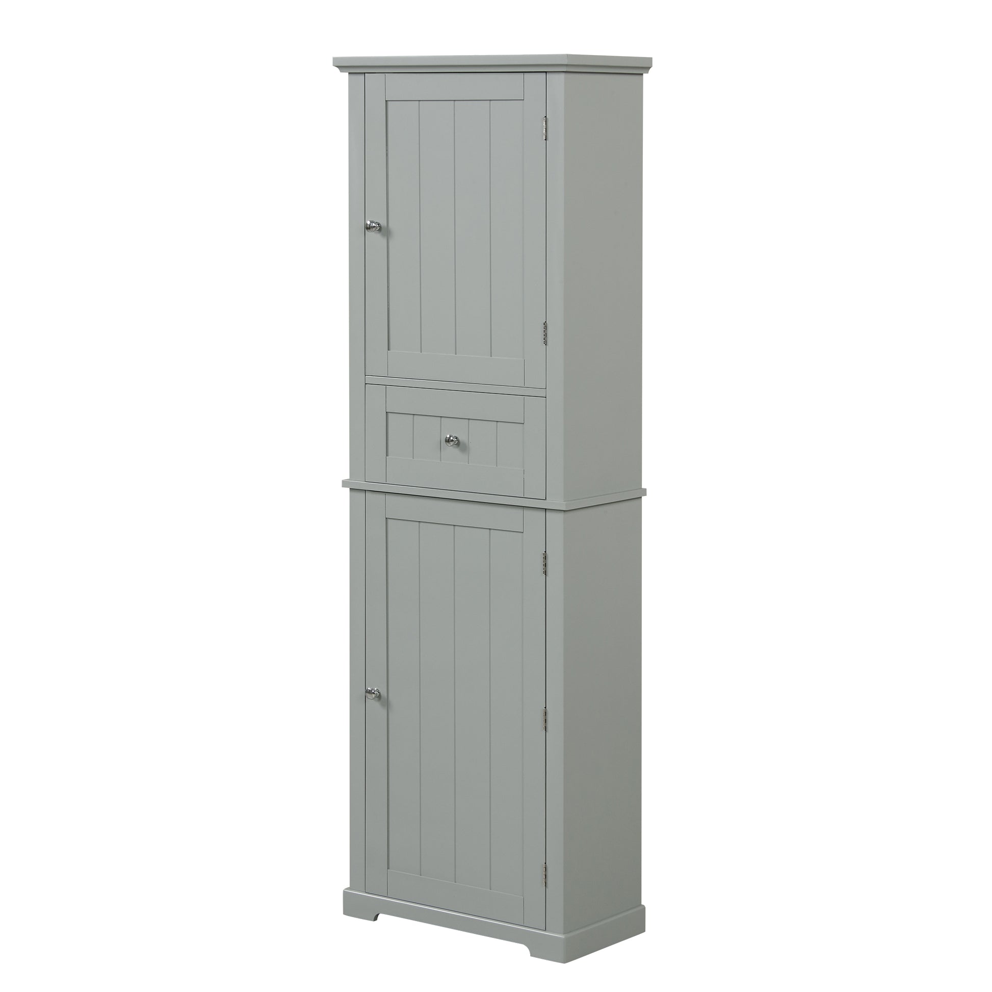 Tall Bathroom Storage Cabinet, Freestanding Storage Cabinet With Drawer And Adjustable Shelf, Mdf Board With Painted Finish, Grey Grey Mdf