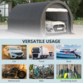 Outsunny 10' X 16' Carport, Heavy Duty Portable Garage Storage Tent With Large Zippered Door, Anti Uv Pe Canopy Cover For Car, Truck, Boat, Motorcycle, Bike, Garden Tools, Outdoor Work, Gray Grey Steel