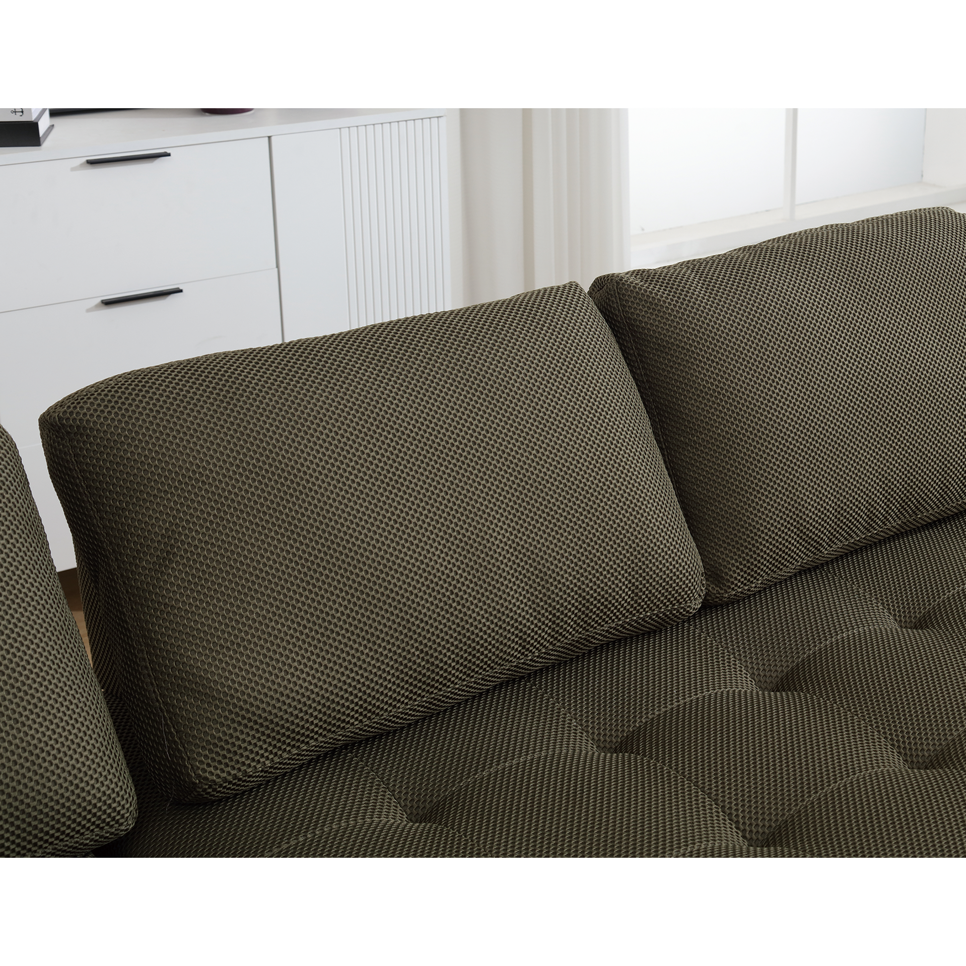 Arrived 138.5 "Modular Combination Sofa, U Shaped Sofa, Living Room, Apartment, Upholstered ,6 Seat Sofa, Free Combination Sofa Mesh Fabric ,Fabric,Green Green Polyester Primary Living Space Soft