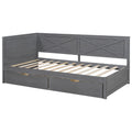 Twin Size Wood Daybed With 2 Drawers And Rustic Guardrail, Ancient Grey Expected Arrival Time: 8.28 Box Spring Not Required Twin Grey Wood Daybeds Solid Wood Mdf