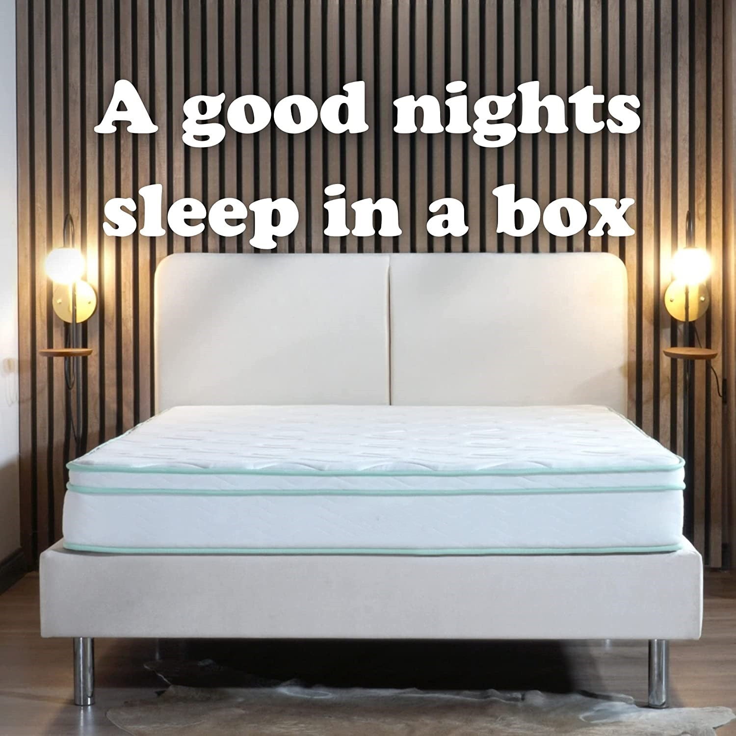 Full Size 8" Medium Cool Gel Memory Foam Innerspring Hybrid Mattress White Green Foam Spring Full