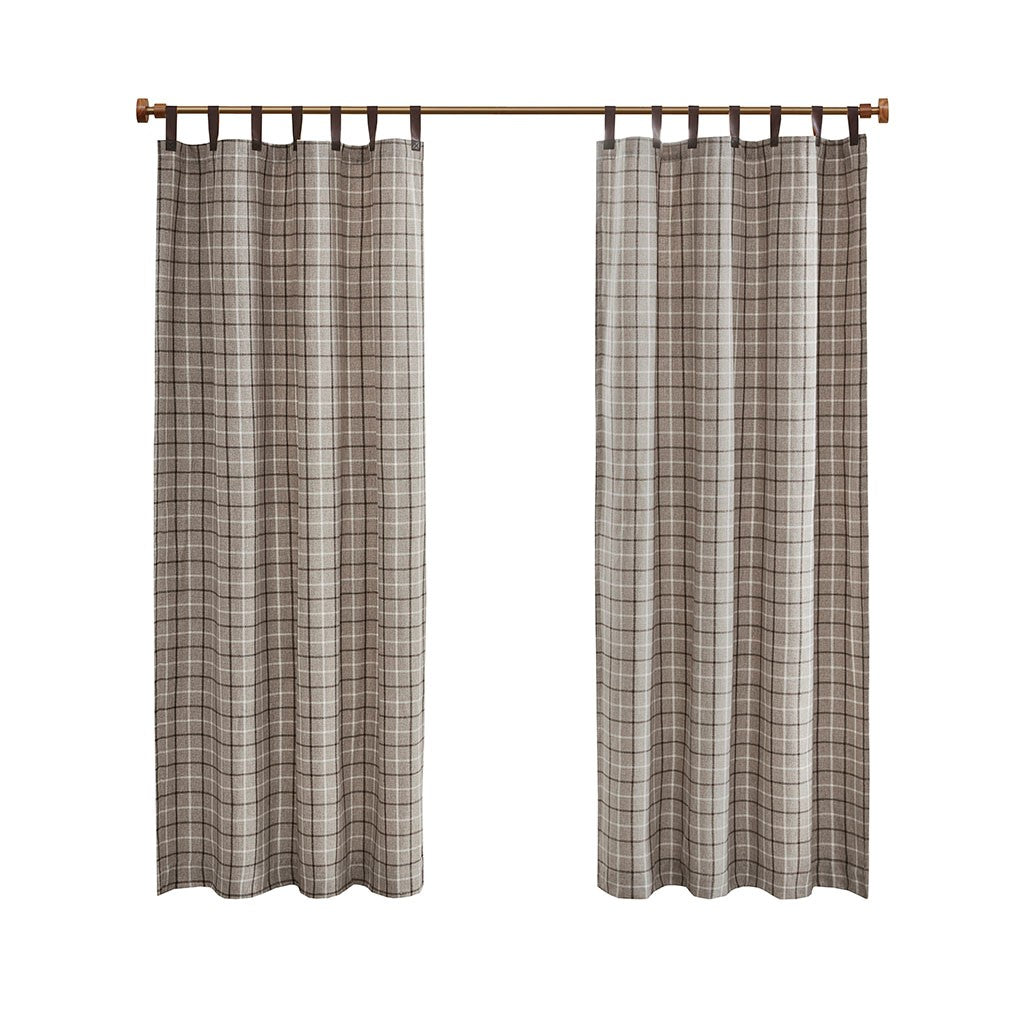 Plaid Faux Leather Tab Top Curtain Panel With Fleece Lining Only 1 Pc Panel Multicolor Polyester