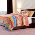 Lio 2 Piece Microfiber Twin Quilt Set, Bohemian Floral Pattern, Multicolor Twin Multicolor Fabric