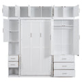 Twin Size Murphy Bed With Lockers And Wardrobes, With Installation Video, White Box Spring Not Required Twin White Murphy Solid Wood Mdf