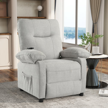 Recliner Chair With Message And Heater, Recliner Chair For Adult, Manual Control Message Chair Grey Steel