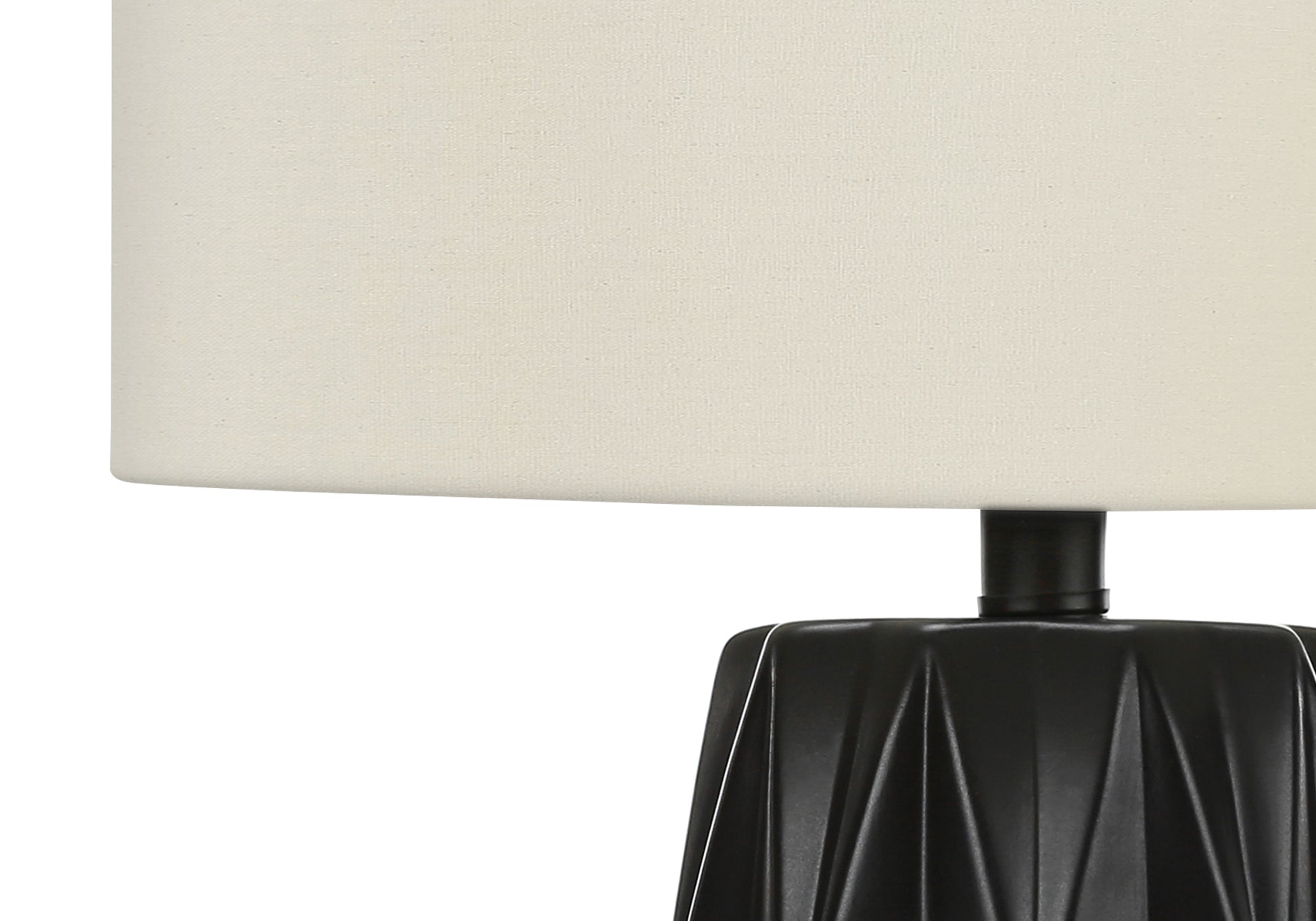 Lighting, 25"H, Table Lamp, Black Ceramic, Ivory Cream Shade, Contemporary Black Ceramic