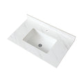 37 Inch Marble Vanity Top, White Vanity Top With Pre Drilled Faucet Holes, Bathroom Vanity Top With Undermount Rectangular Middle Sink And 4