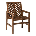 Modern 2 Piece Chevron Patio Chairs Dark Brown Dark Brown Acacia Wood