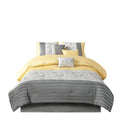 Embroidered 7 Piece Comforter Set Yellow Queen Queen Yellow Polyester